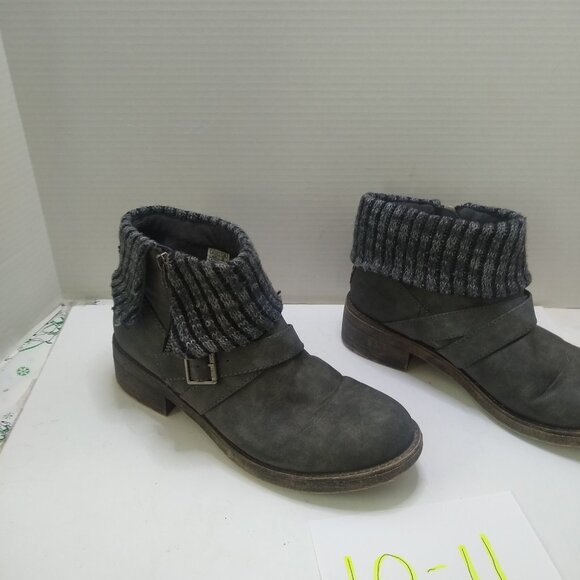 Rocket Dog Boots Womens 8 Bentley Ankle Bootie Gray Side Zip Block Heels - Picture 2 of 7